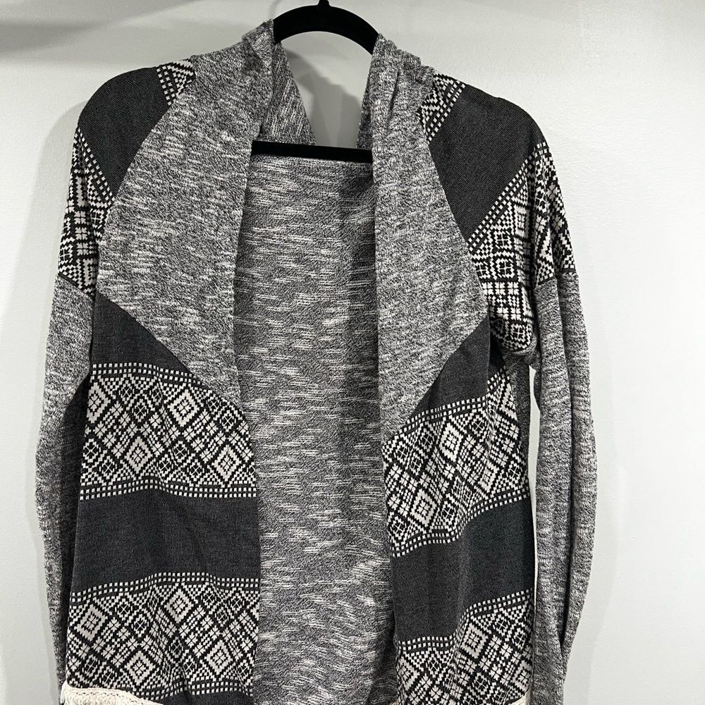 Maurices Black and Gray Patterned Cardigan